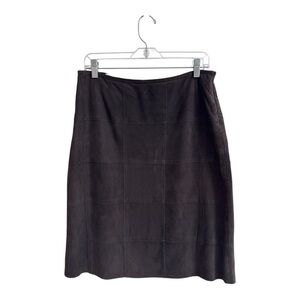 Armani Exchange Brown Square Solid Patchwork Suede A Line Womens Size 8 Skirt